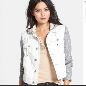 Free People White Jean Sweatshirt Jacket